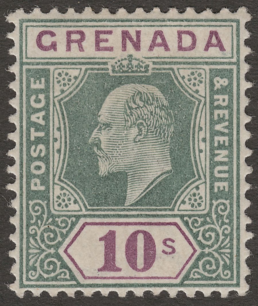 Grenada 1902 KEVII 10sh Green and Purple Mint SG66