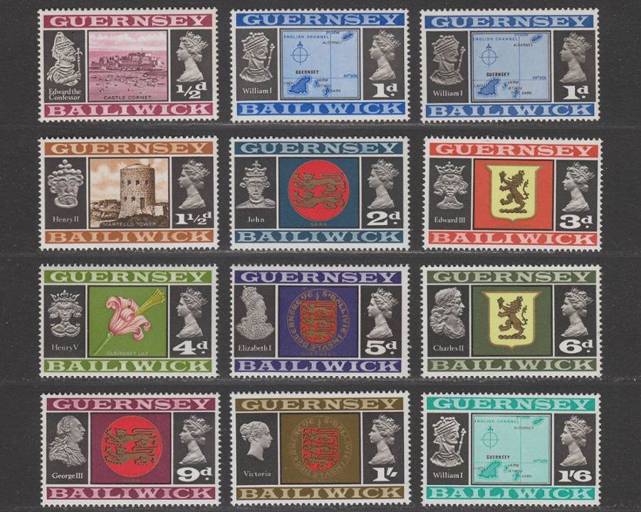 Guernsey 1969 QEII Definitive Set Mint SG13-28 cat £20