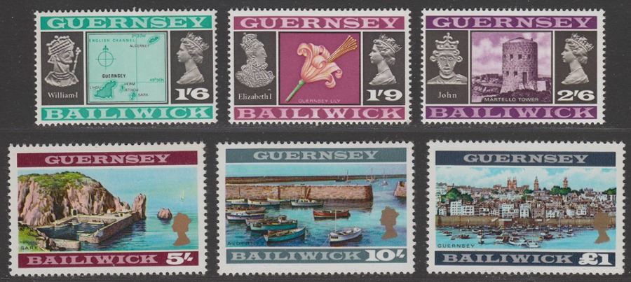 Guernsey 1969 QEII Definitive Set Mint SG13-28 cat £20