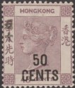 Click for more photos and details Hong Kong 1891 QV 50c on 48c Dull Purple w Chinese Characters Mint SG49 cat £80