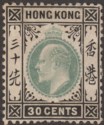 Click for more photos and details Hong Kong 1906 KEVII 30c Dull Green and Black Chalky Mint SG84a cat £70