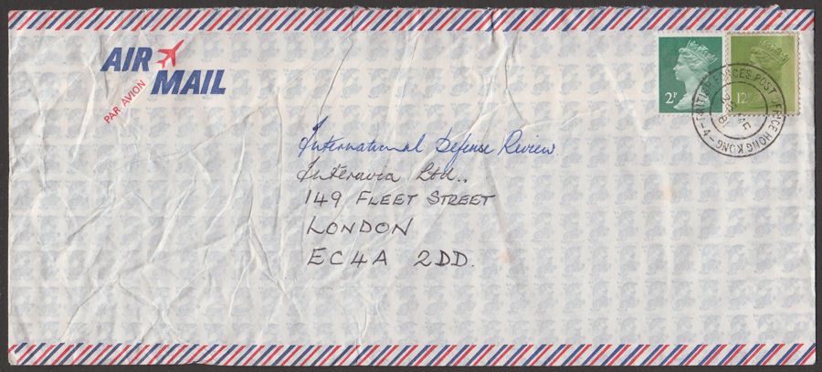 Hong Kong 1981 GB 12p, 2p Forces Airmail Cover Used to UK with BFPO 4 Postmark