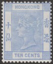 Click for more photos and details Hong Kong 1900 QV 10c Ultramarine Mint SG59