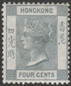 Click for more photos and details Hong Kong 1896 QV 4c Slate-Grey Mint SG34