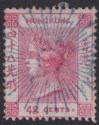 Hong Kong 1863 QV 48c Rose Used with Shanghai Blue Sunburst Postmark SG Z781