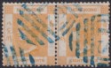 Hong Kong 1866 QV 8c Pair Used w Shanghai S1 postmarks in Blue SG Z775