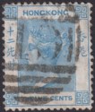 Hong Kong 1863 QV 12c Blue Used w C1 Canton Postmark SG Z140 cat £25
