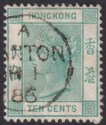Hong Kong 1890 QV 10c Green Used with CANTON Straight-Line postmark SG Z164