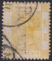 Hong Kong QV 5c Yellow Used with AMOY Postmark + Unclear Company Chop SG Z52
