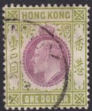 Hong Kong 1906 KEVII $1 Purple + Sage-Green Used AMOY postmark SG Z80 cat £120