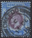 Hong Kong 1915 KGV $1 Purple and Blue Used with CHEFOO Postmark SG Z307 cat £24