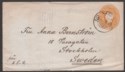 Click for more photos and details India 1896 QV 2a6p Postal Stationery Cover Used to Stockholm, Sweden
