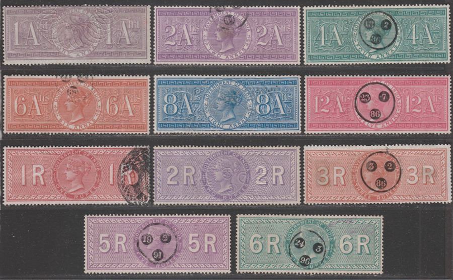 India 1868 QV Revenue Special Adhesives Selection to 6r Used