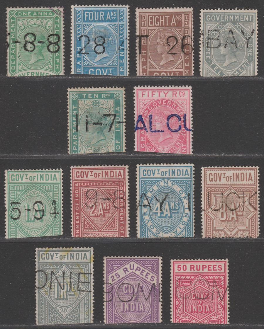 India 1869-91 QV Telegraph Selection to 50R Used Halves
