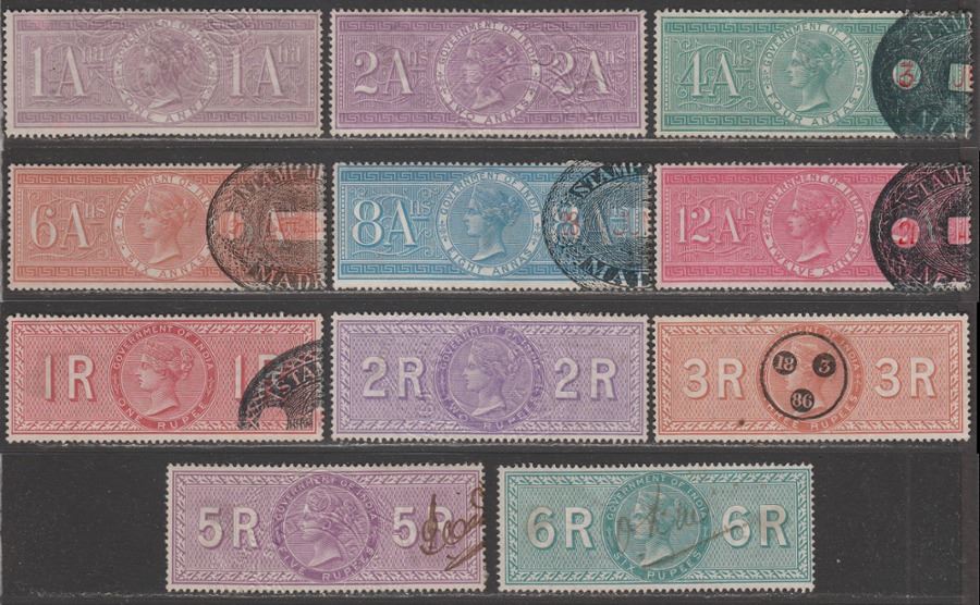India 1868 QV Revenue Special Adhesives Selection to 6r Used