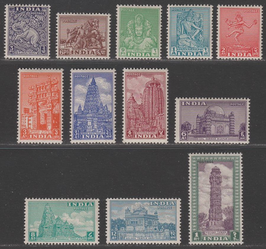 India 1949 Archaeology Set to 1r Mint SG309-320 cat £70 MNH