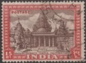 Click for more photos and details India 1949 Archaeology Satrunjaya Temple 15r Brown + Claret Used SG324 cat £28