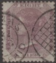 Click for more photos and details India 1860 Queen Victoria 8p Purple on Bluish Paper Used SG51 cat £140
