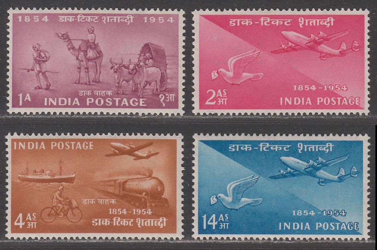 India 1954 Stamp Centenary Set Mint SG348-351 cat £17