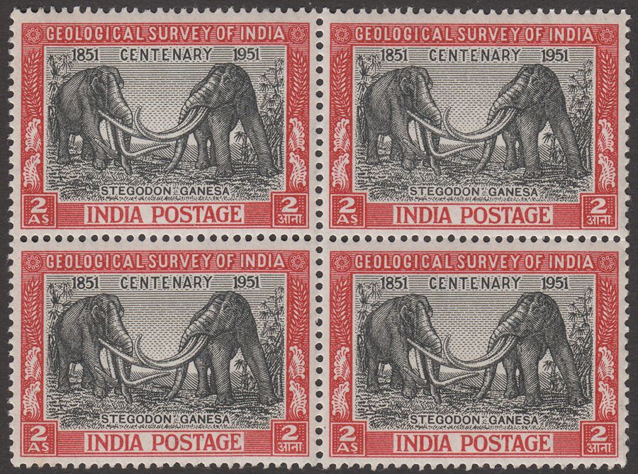 India 1951 Centenary of Geological Survey 2a Block of Four UM Mint SG334 cat £16