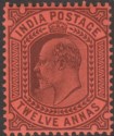 Click for more photos and details India 1903 KEVII 12a Purple on Red Mint SG135 cat £17