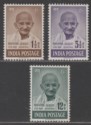 Click for more photos and details India 1948 First Anniv Independence Gandhi Set to 12a Mint SG305-307 cat £50