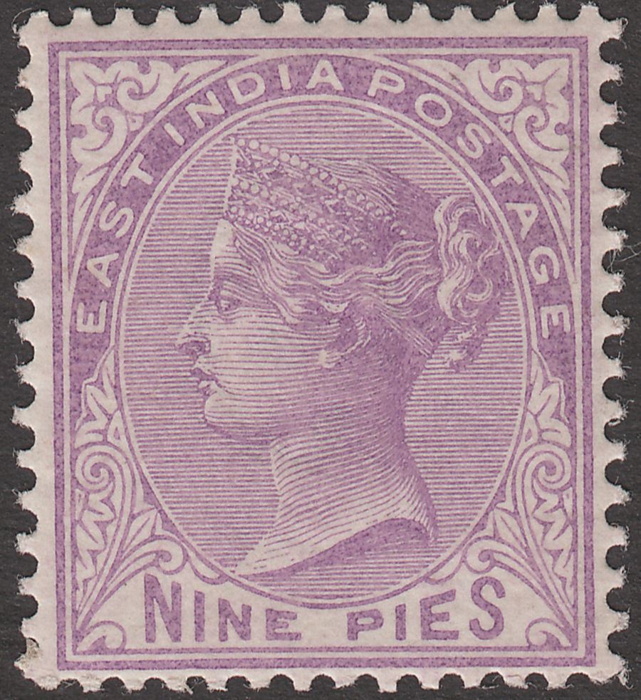 India 1874 Queen Victoria 9p Pale Mauve Mint SG78 cat £25