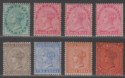 Click for more photos and details India 1882-90 Queen Victoria wmk Star Part Set to 12a Mint