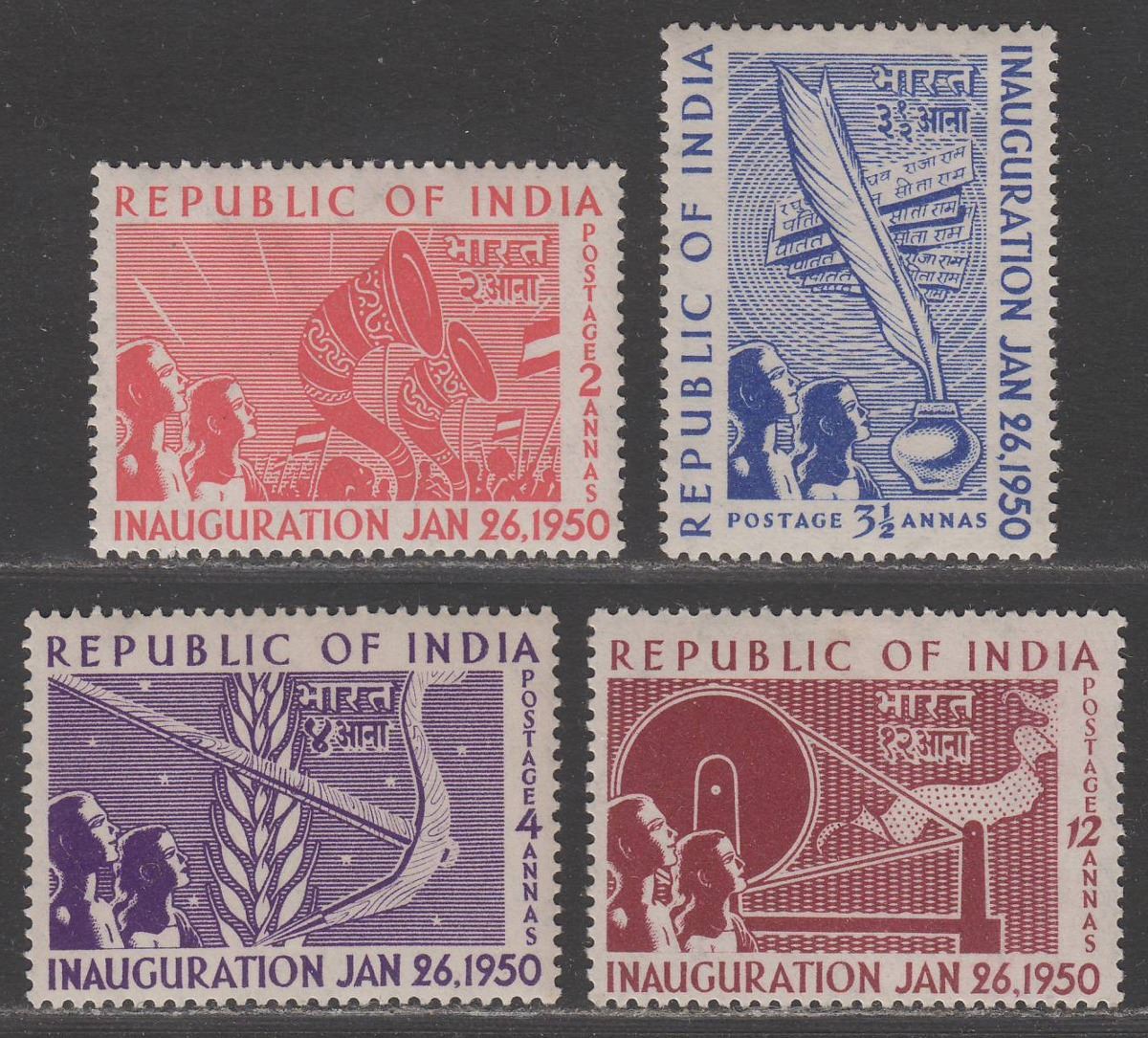 India 1950 Inauguaration of Republic Set Mint SG329-332 cat £38