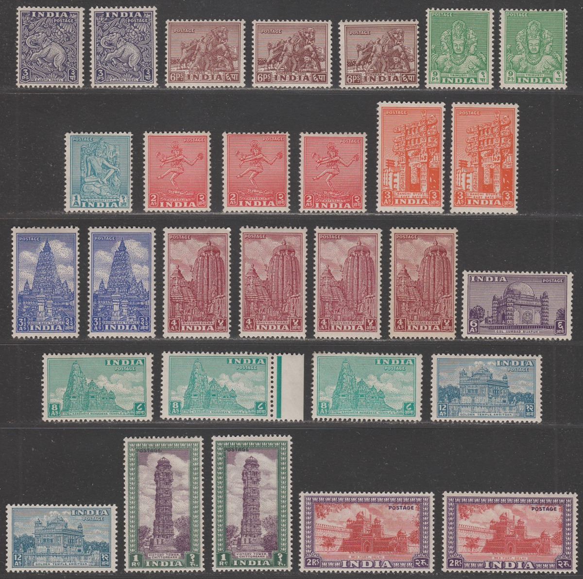India 1949 Archaeology Set to 2r with Shades Mint SG309-321