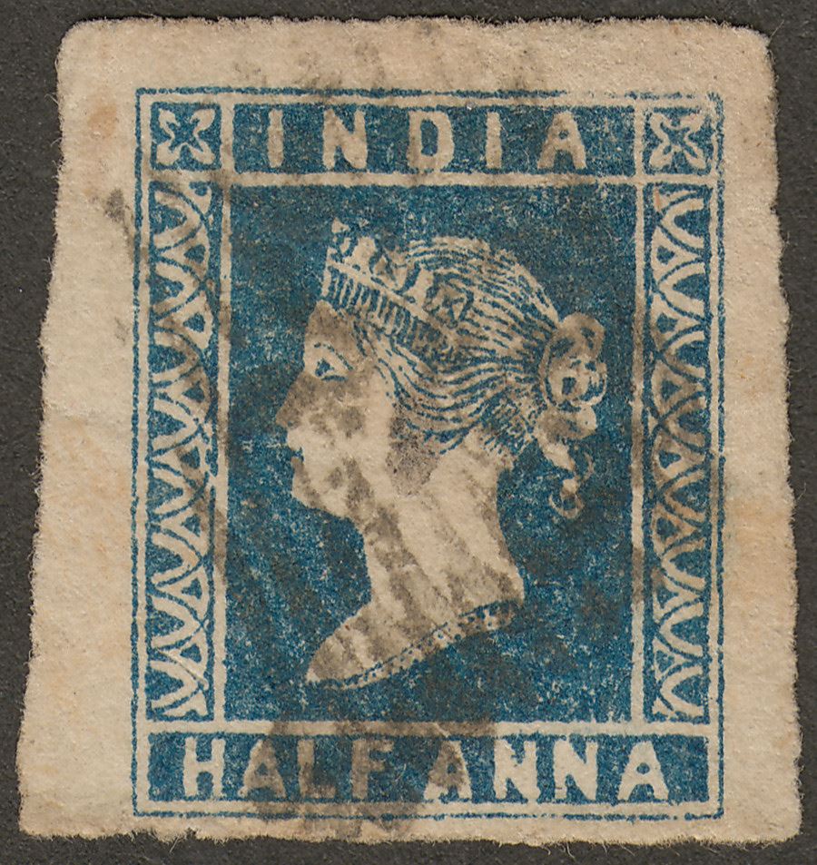 India 1854 Queen Victoria ½a Deep? Blue Die I Used SG4 cat £45 huge margins