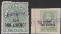 Ireland 1893 QV Revenue For Dog Licence 6d + KEVII 6d Used with creasing BF1 BF2