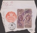 Ireland 1884 QV Revenue Registration of Deeds 1sh, 6d Used on 1sh Embossed Piece