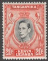 Kenya Uganda Tanganyika 1938 KGVI 20c Black and Orange p13¼ Mint SG139
