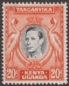 Kenya Uganda Tanganyika 1942 KGVI 20c Black and Orange p13¼x13¾ Mint SG139b
