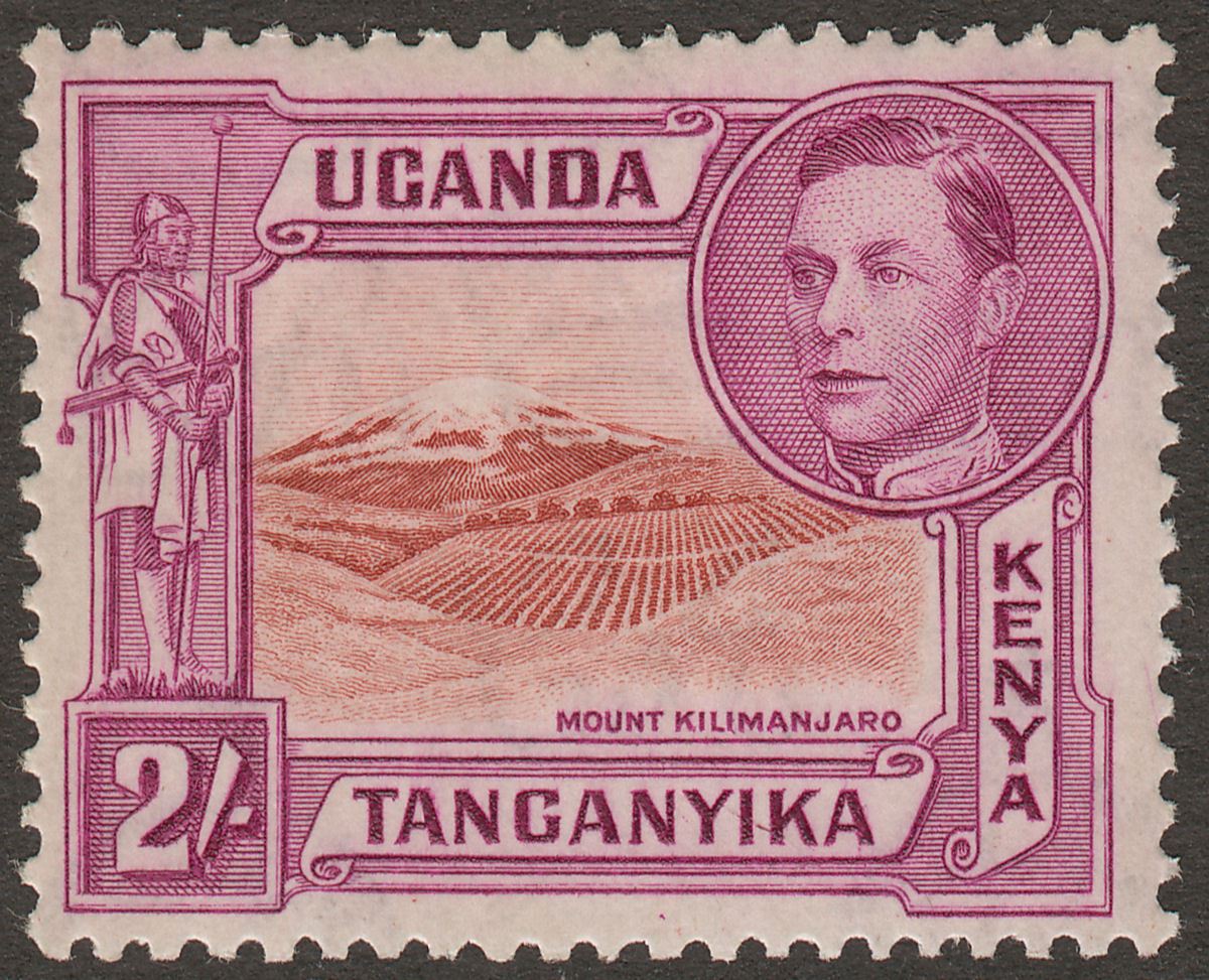 Kenya Uganda Tanganyika 1938 KGVI 2sh Maroon + Brt Mauve p13¼ Mint SG146 c£175