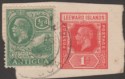 Click for more photos and details Antigua / Leeward Islands 1933 KGV ½d uprating 1d PS Cutout Combination Piece