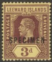 Click for more photos and details Leeward Islands 1913 KGV 3d Purple on Yellow w White Back SPECIMEN Mint SG51as
