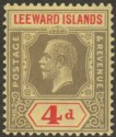 Click for more photos and details Leeward Islands 1922 KGV 4d Black and Red on Pale Yellow Mint SG52