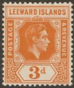 Click for more photos and details Leeward Islands 1938 KGVI 3d Orange Chalky Mint SG107