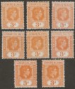 Click for more photos and details Leeward Islands 1942 KGVI 3d Orange Ordinary Paper Shade Range Mint SG107a