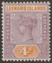 Click for more photos and details Leeward Islands 1890 QV 4d Dull Mauve and Orange Mint SG4