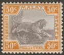 Federated Malay States 1924 KGV Tiger 50c Black and Orange Mint SG74