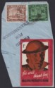Malaya Selangor 1940 Patriotic Fund 1c Cinderella Label + 50c + 5c Used on Piece