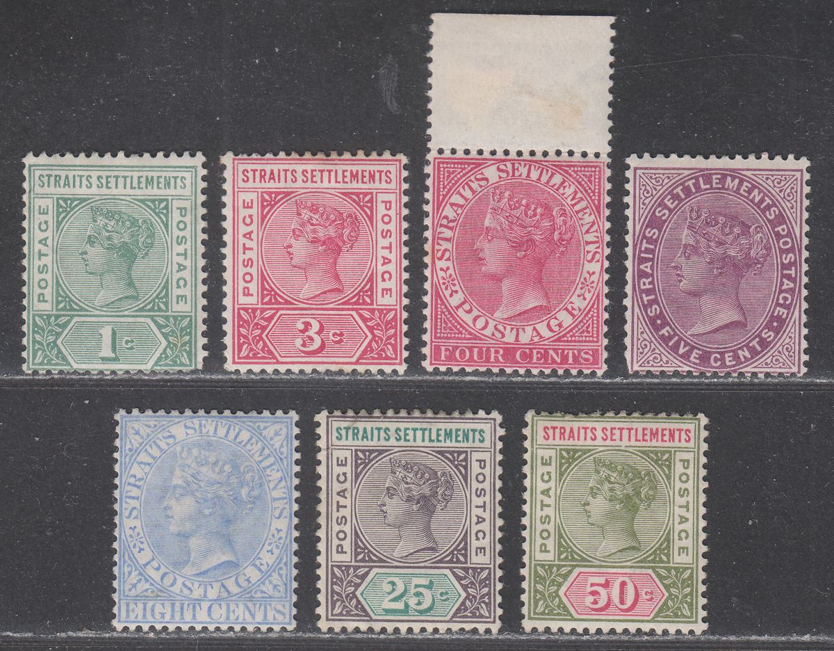 Malaya Straits Settlements 1892-99 Queen Victoria Part Set to 50c Mint