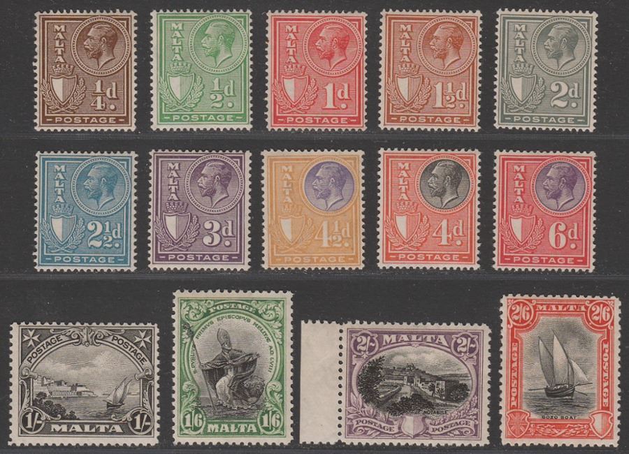 Malta 1926-27 KGV Postage Set to 2sh6d Mint SG157-169