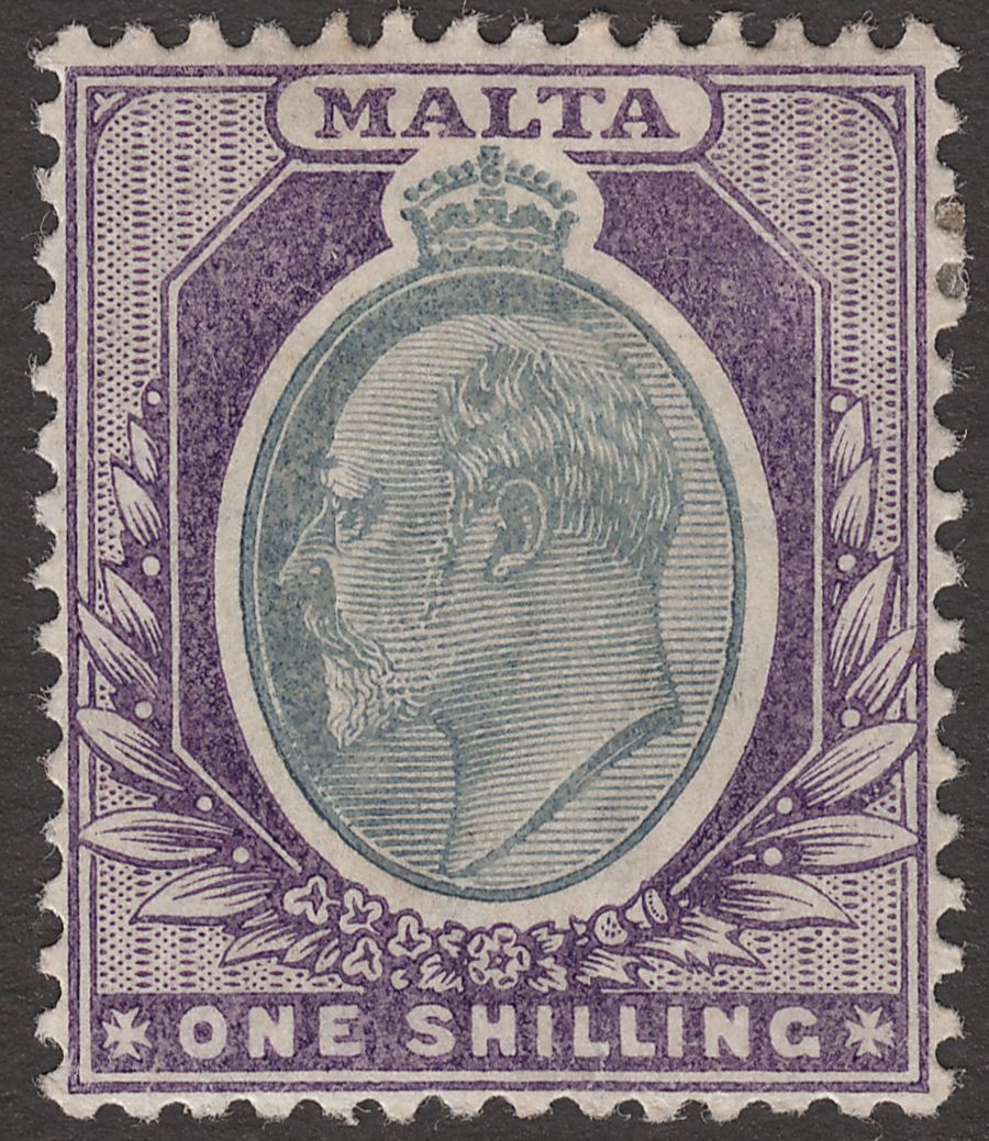 Malta 1904 KEVII 1sh Grey and Violet Mint SG61 cat £50