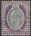 Click for more photos and details Malta 1904 KEVII 1sh Grey and Violet Mint SG61 cat £50