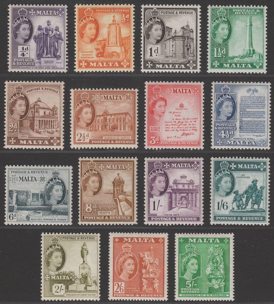 Malta 1956 Queen Elizabeth II Set to 5sh Mint SG266-280