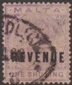 Click for more photos and details Malta 1899 QV Revenue Overprint 1sh Violet Used